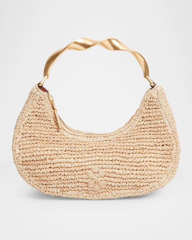 Nixi Twist Raffia Top-Handle Bag